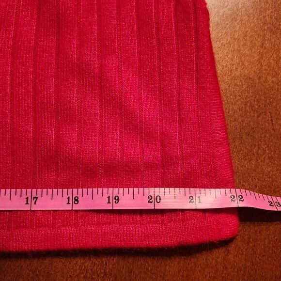 Express Crew Neck Long Sleeve Tunic Oversized  Ribbed Sweater, XS, Red - Picture 5 of 8